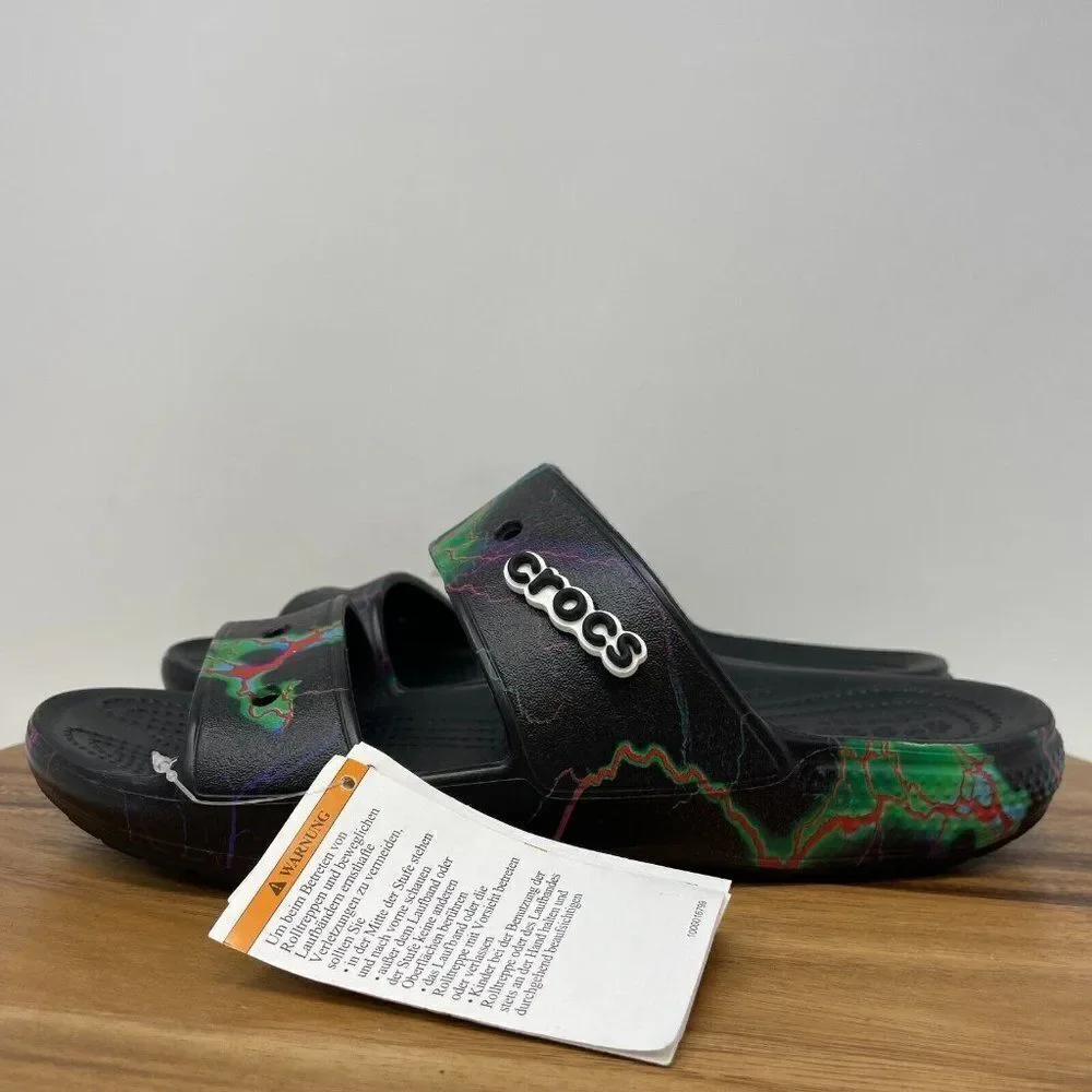 NEW Crocs Classic Out of this World Sandal Black w/Lightning Bolts Men's Size 8